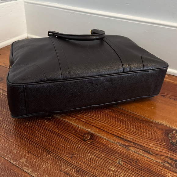 BROOKS BROTHERS  Vintage Brown Full Grain Thick Leather Briefcase Bag Gold Lock - Picture 9 of 16